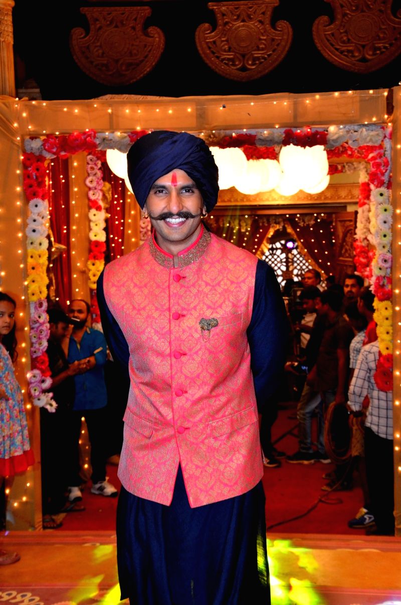 Actor Ranveer Singh during the promotion of film Bajirao Mastani on the sets of Colors TV show Udaan in Mumbai, on Sep 12, 2015.