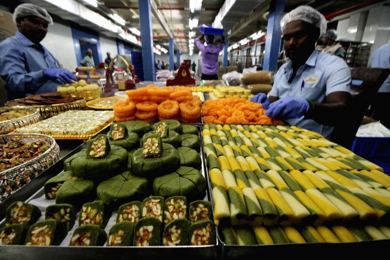 Diwali sweets being prepared in Chennai on Oct 24, 2016.