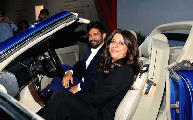 : Mumbai: Indian actors Farhan Akhtar and Zoya Akhtar at the launch of Mercedes-Amg SL 55 Roadster
