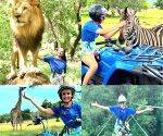 Jasmine Bhasin poses with lion, enjoys ziplining at Mauritius wildlife park