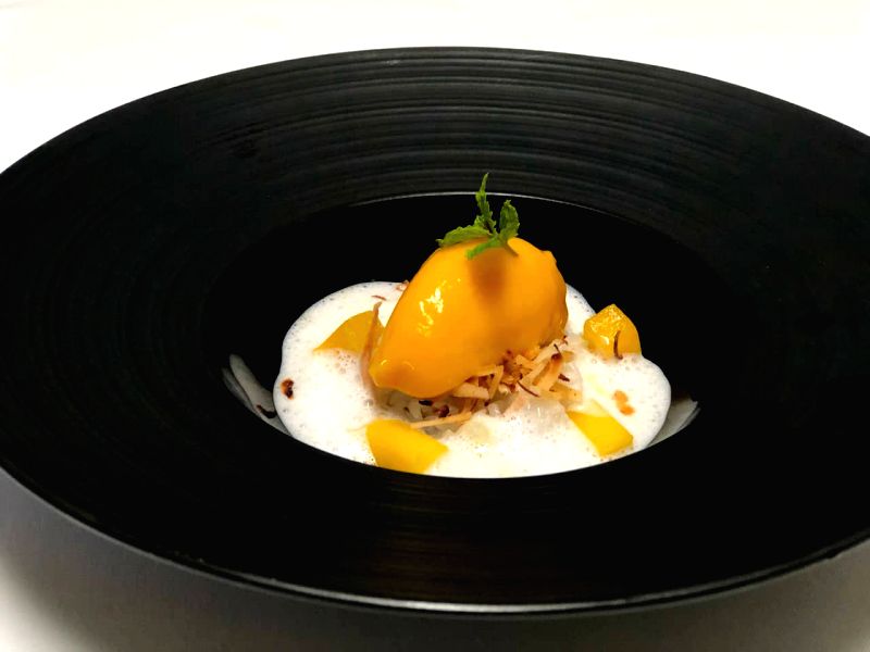 Sticky Rice Mango Sorbet.