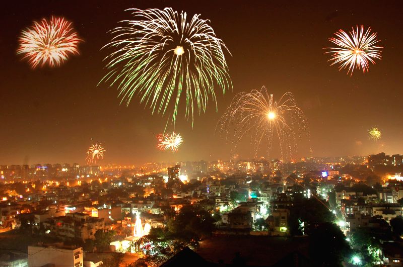 Fireworks light-up Surat sky on the eve of Diwali on on Oct. 22, 2014.